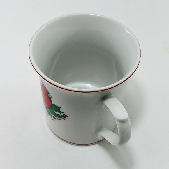 Colonial Candle Hart Christmas Mug Red Cardinal Bird Birdwatcher Japan Vintage - Picture 6 of 10